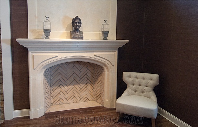 Cedar Hill Cream Limestone Honed Finish Fireplace Mantel
