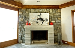 Fireplaces Design with Ocean Blue Travertine