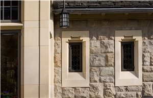 Indiana Limestone Door Arches and Window Frame and Hampton Blend Veneer Wall