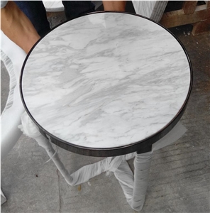 Ariston Marble Table Tops, White Marble Round Table Tops,Cafe Table Tops