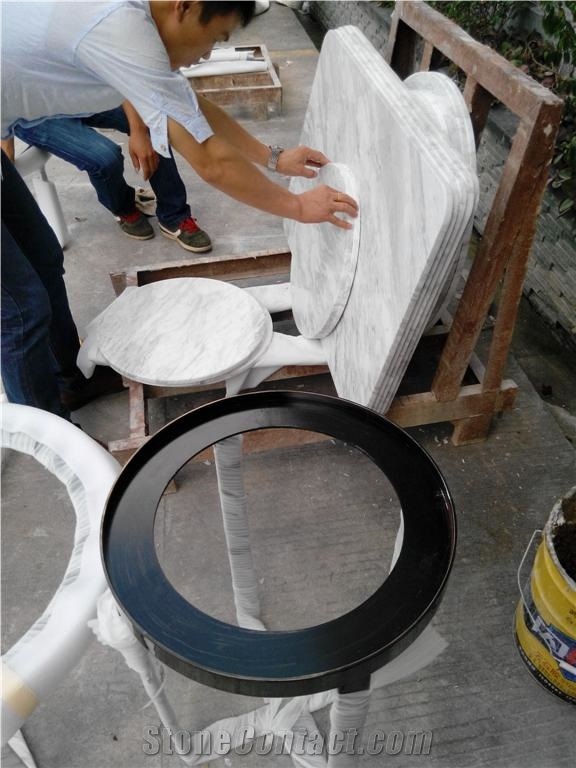 Ariston Marble Table Tops, White Marble Round Table Tops,Cafe Table Tops