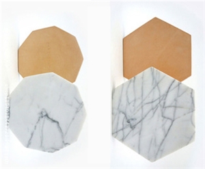 Hexagonal White Marble Coaster