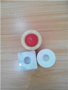 White Marble Candle Holder Square and Round