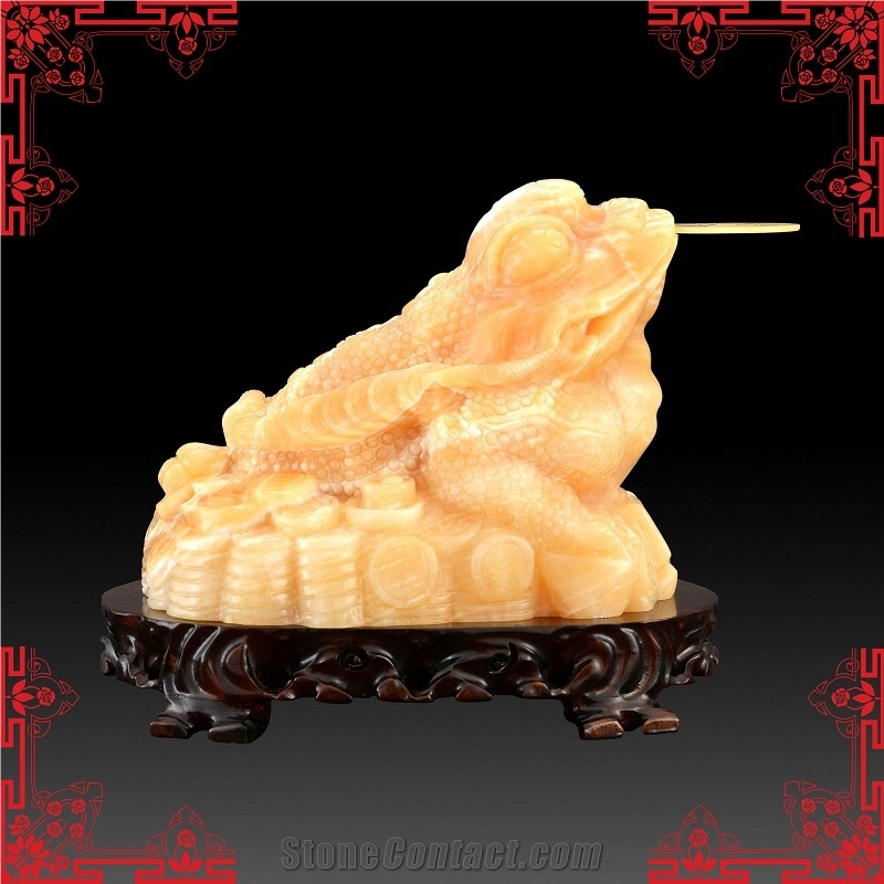 China Yellow Onyx Artifacts & Handcrafts-Golden Frog