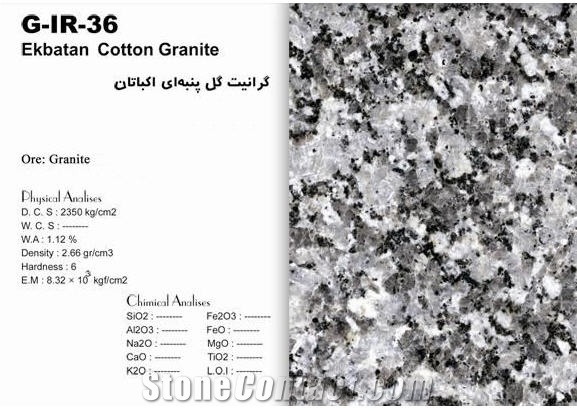 Ekbatan Cotton Granite, Ekbatan Hamedan Granite Tiles, Grey Polished Granite Flooring Tiles, Wall Tiles