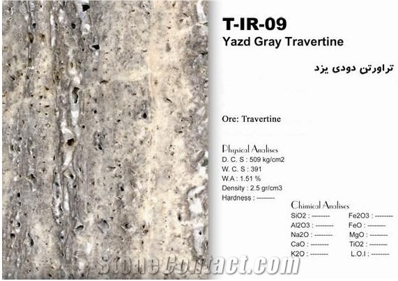 Yazd Grey Travertine Tiles & Slabs, Grey Travertine Floor Tiles