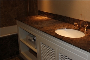 Emperador Medium Marble Hotel Bathroom Design Project, Brown Marble for Bath Design Turkey