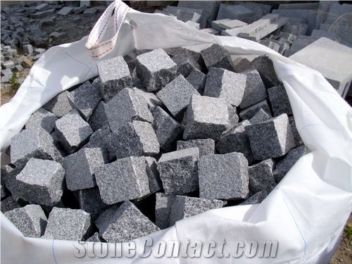 Gris Quintana Granite Cobble Stones, Pavements, Grey Granite Cube Stone & Pavers