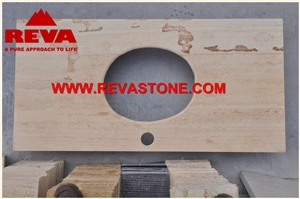 China Tethys Beige Marble Bath Countertops, China Beige Vanity Tops, Solid Surface Tops, Bath Tops, Custom Countertop, Eased Edge Vanity Tops