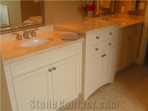 Half Round - Radius 1/2" Crema Marfil Marble Bathroom Countertop, Beige Marble Countertops