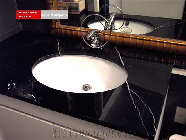 Bathroom Vanitytop by Marble Nero Marquina in Multifamily Housing