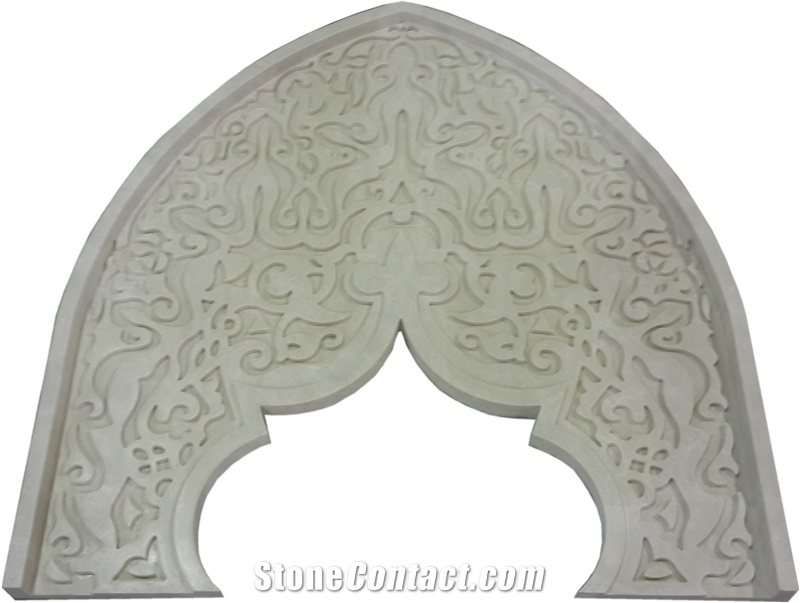 Afyon White Marble Carved Door Arch