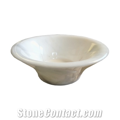 Afyon White Marble Sink - Afhl-65, White Marble Round Sinks & Basins, Round Sinks