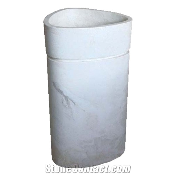Afyon White Marble Sink - Afhl-69, White Marble Pedestal Basins & Sinks