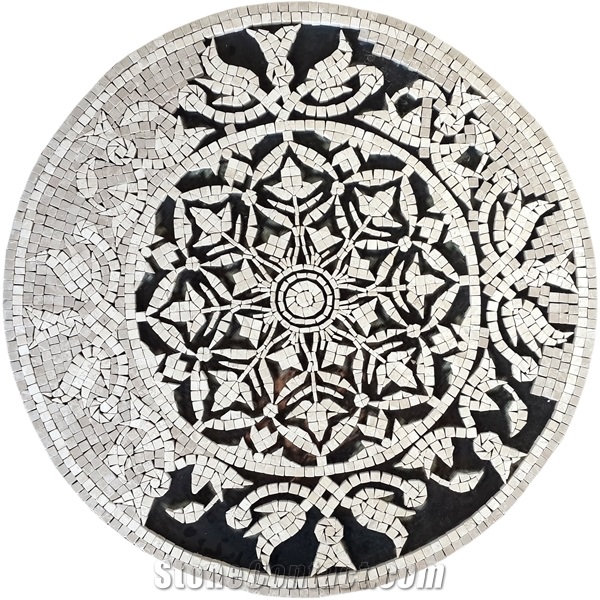 Artmosaic, Crema Nouva Marble Mosaic Medallion, Beige Mosaic Medallion