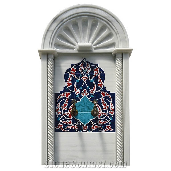 Decorative Hammam Wall Panels, Mugla White Marble Bath Design Turkey