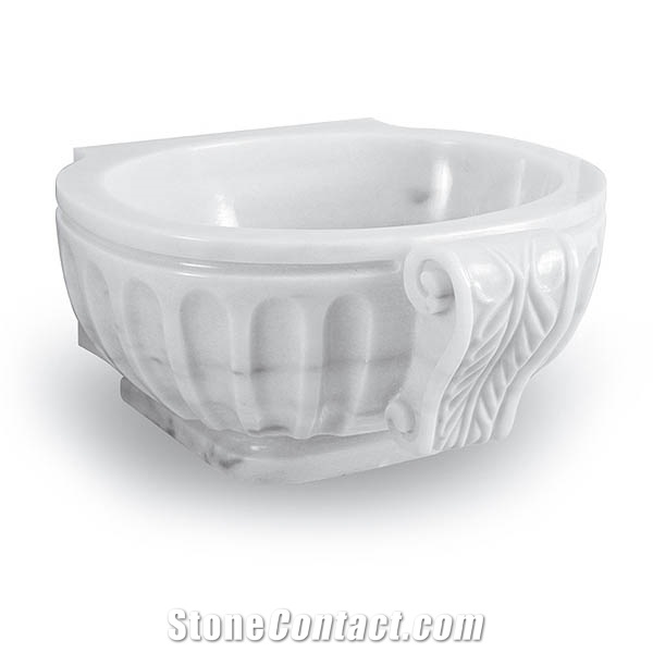 Exclusive Marble Basin - Afhkf-175, White Marble Round Basins, Afyon White Marble Basins, Bathroom Sinks