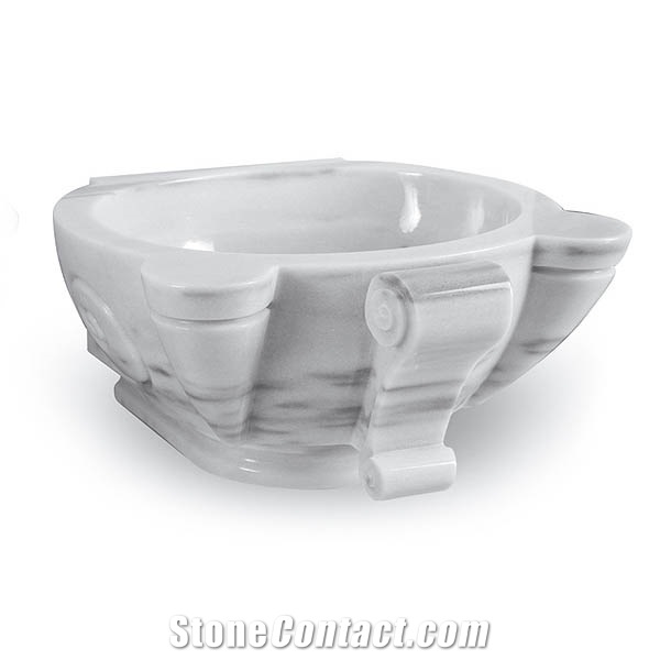 Exclusive Marble Basin - Afhkf-215, White Marble Round Basins, Afyon White Marble Basins, Bathroom Sinks