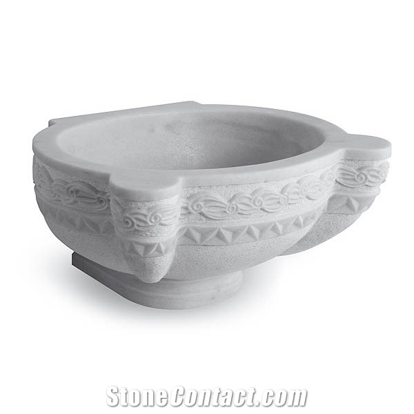 Exclusive Marble Basin - Afhkf-4000, White Marble Round Basins, Afyon White Marble Basins, Bathroom Sinks