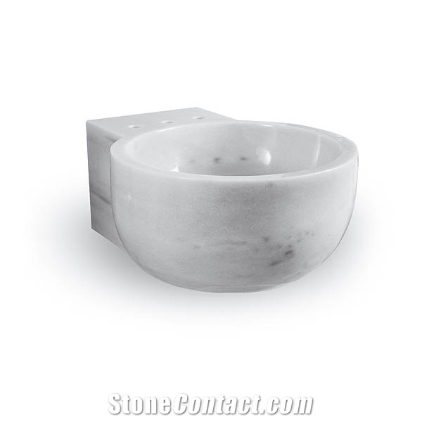 Exclusive Marble Basin - Afhkm-606, White Marble Round Basins, Afyon White Marble Basins, Bathroom Sinks