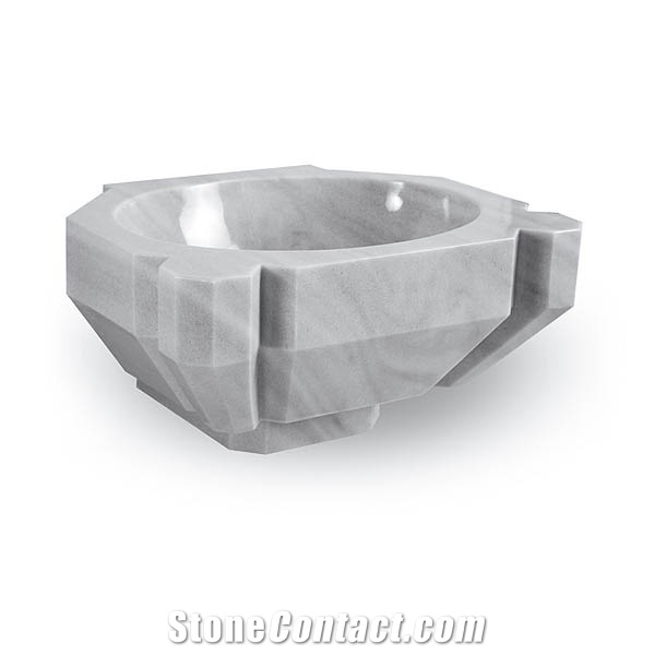 Exclusive Marble Basin - Afhkm-808, White Marble Round Basins, Afyon White Marble Basins, Bathroom Sinks