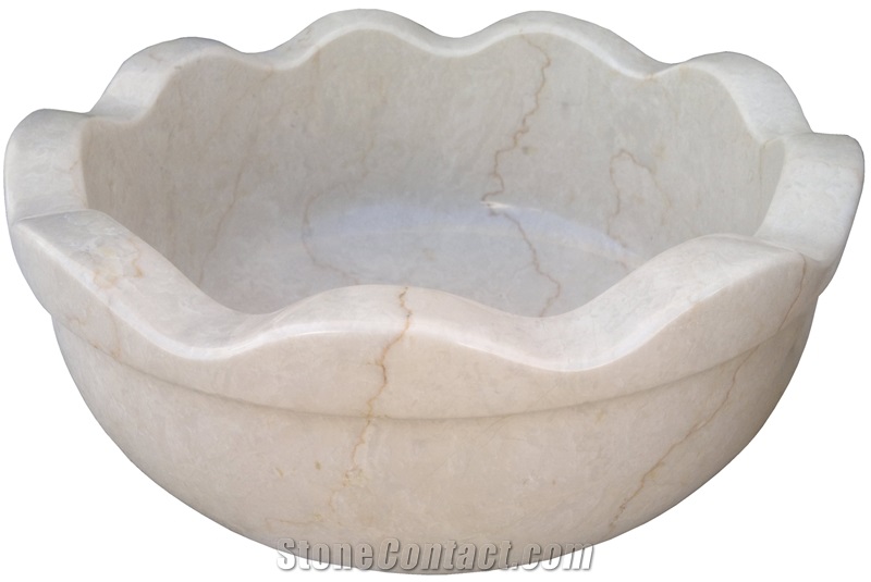 Rosalia Marble Basin - Afhk-66, Beige Marble Sinks, Bathroom Sinks Turkey