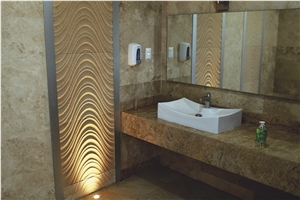 Collection 60×60 Dunes 3d Design Wall Panels, Beige Limestone for Bath Design, Walling Tiles, Vanity Tops