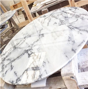Arabescato Arni Marble Table Top Design, White Marble Tabletops