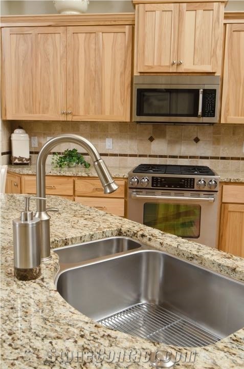 Giallo Ornamental Granite Countertop with Stainless Steel Undermount Sink