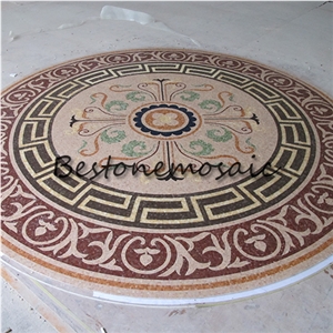 Bestonemosaic Round Mosaic Flooring Pattern,Square Mosaic Medallion, Waterjet Medallions,Marble Mosaic Medallion, Art Marble Flooring,Multicolor Mesh Mounted Mosaic,Indoor Decoration