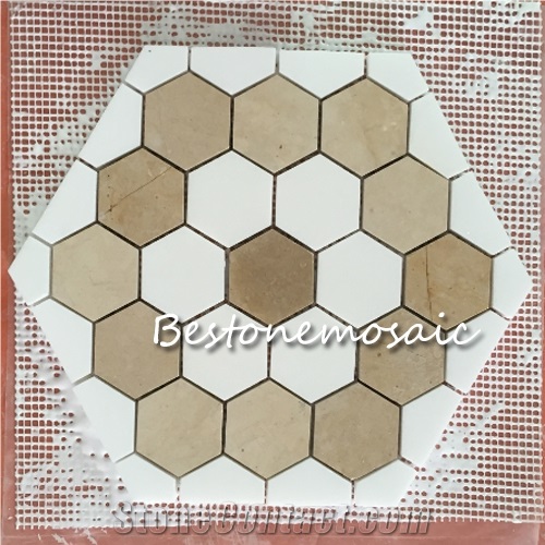 Bestonemosaic White&Beigo Flower Mable Mosaic, Wall Mosaic, Mosaic Pattern