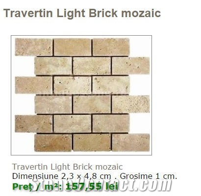 Light Travertine Brick Mosaic
