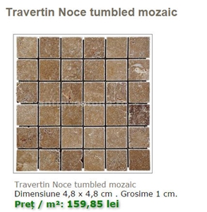 Travertine Noce Tumbled Mosaic