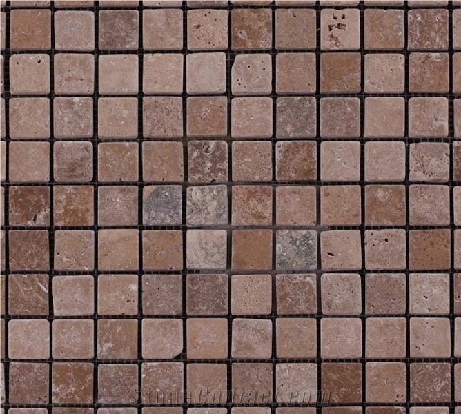 Walnut Travertine Tumbled Mosaic