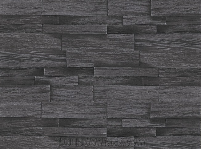Black Slate Stacked Stone Veneer,Hot Sale Black Slate Cultured Stone Veneer for Tv Wall