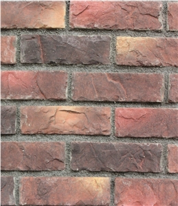 Eco-Friendly Classic Red Manufactured Ledge Stone Bricks,Western School Outdoor Wall Decor Building Stacked Stones, Light Weight Cultured Walling Tiles Stone Veneer