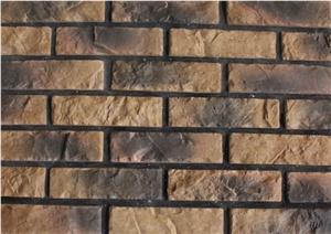 Eco-Friendly Classic Red Manufactured Ledge Stone Bricks,Western School Outdoor Wall Decor Building Stacked Stones, Light Weight Cultured Walling Tiles Stone Veneer