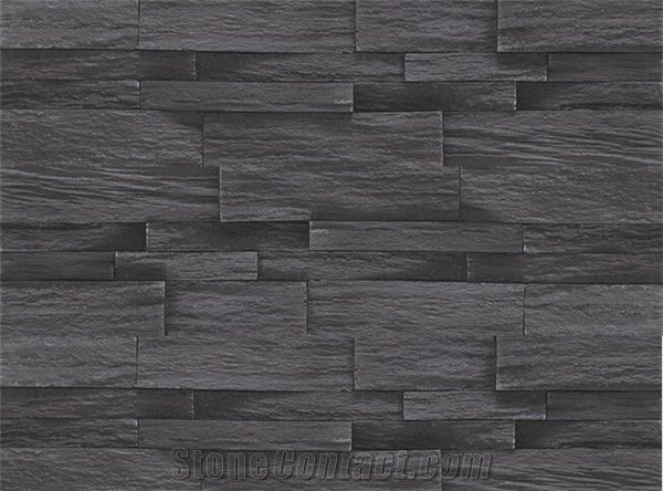 Foshan Factory Quality Cultured Black Slate Manufactured Stone Veneer,High Similar To Natural Black Slate Stone Veneer,Light Weight Artificial Stone Veneer For Indoor/Outdoor Hotel/Villa Wall Covering
