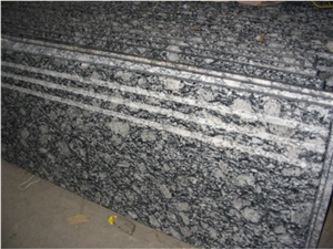 Guangdong Silver Grey Granite Steps,Sea Wave Flower Granite Stair Treads,Polished Wave Flower Granite Staircase with Stair Riser,Non-Slip Sea Wave Flower Granite Stair