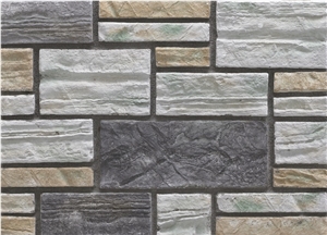 Western Style Fake Stacked Stone Veneer,Exterior Decoration Cultured Ledge Stone Wall Covering for Villa,Manufactured Ledgestone