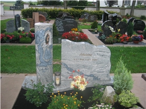 Beola Ghiandonata and Silver Platina Granite Gravestone, White Granite Monument Norway