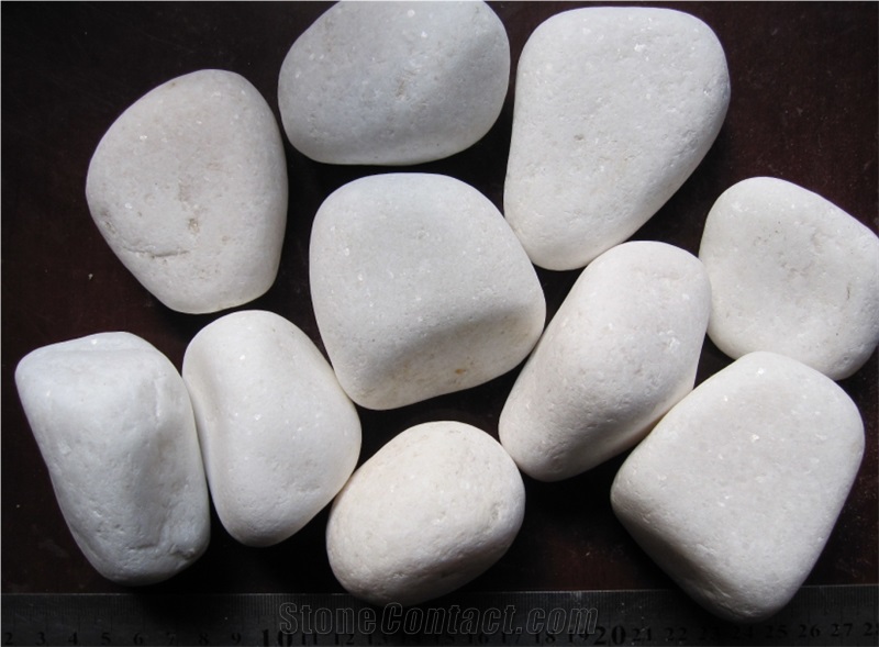 Snow White Pebble Stone, Snow White River Stone ,Snow White Flat Pebble ,Snow White Gravel ,Snow White Polished Pebble Stone, Machine Customized Pebble Stone