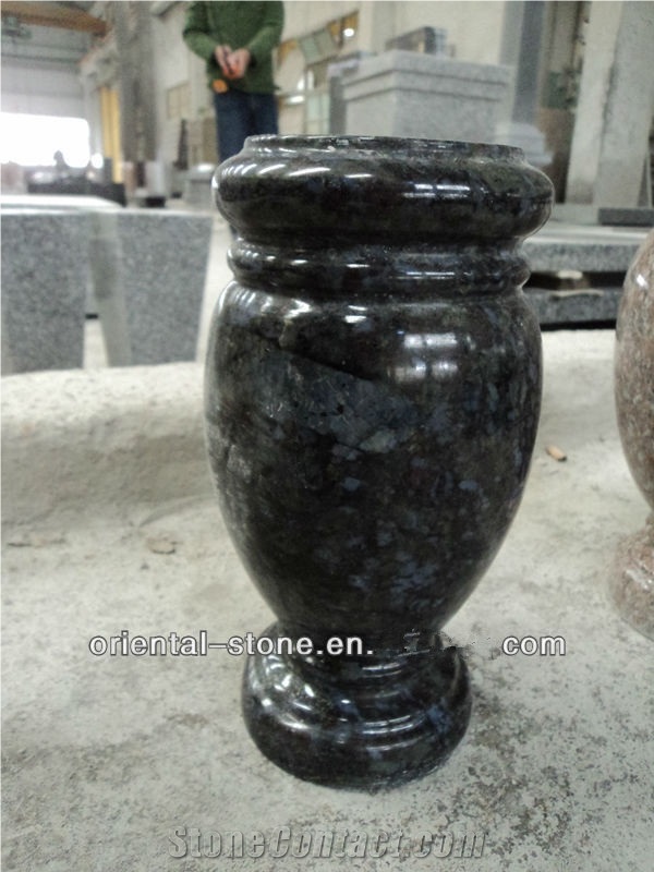 Blue Pearl Granite Memorial Accessories Urns for Ashes, Funeral Cremation Urns, Natural Stone Cinerary Casket