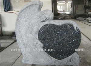 China Bally White Granite Heart Carving Headstones, Cemetery Angel Engraved Tombstones, Memorial Stone Gravestone, Custom Tombstone Monument Design, Western Style Single Monuments
