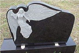 China Black Granite Angel Carving Headstones, Cemetery Engraved Tombstones, Western American Style Single Monuments, Custom Tombstone Monument Design