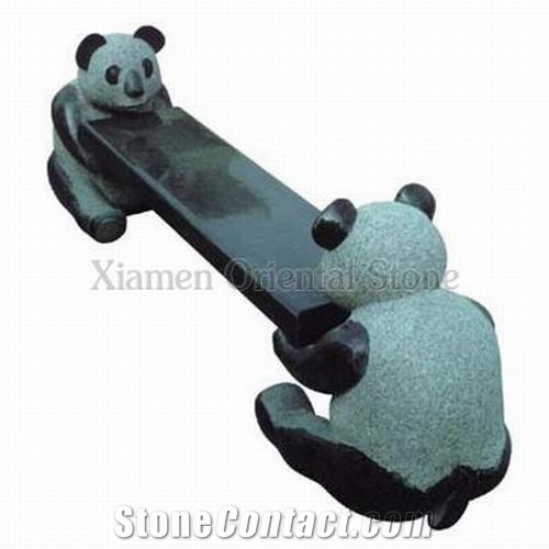 China Black Granite Garden Sculptured Bench, Exterior Stone Benches Street Furniture, Outdoor Landscaping Stones Park Chairs