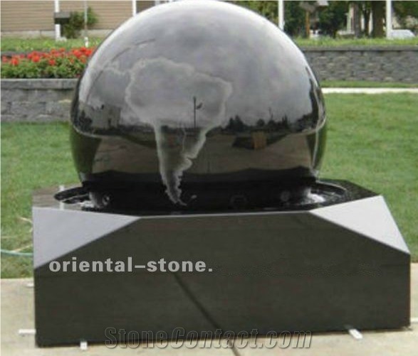 China Black Granite Garden Water Features, Exterior Landscaping Stones Rolling Sphere Fountains, Outdoor Sculptured Fountain, Floating Ball Fountains with Stone Base