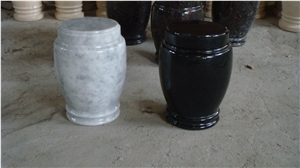 China Black Granite Memorial Accessories Funeral Urns for Ashes, Cremation Oval Urns, Cemetery Monumental Crematorium Round Cinerary Casket, Natural Stone Urn Vaults
