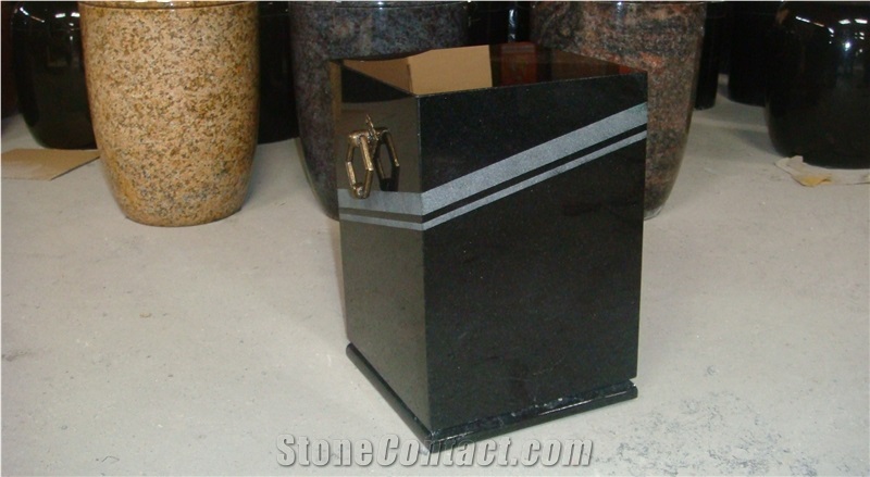 China Black Granite Memorial Accessories Funeral Urns for Ashes, Cremation Square Urns, Cemetery Monumental Crematorium Cinerary Casket, Natural Stone Urn Vaults