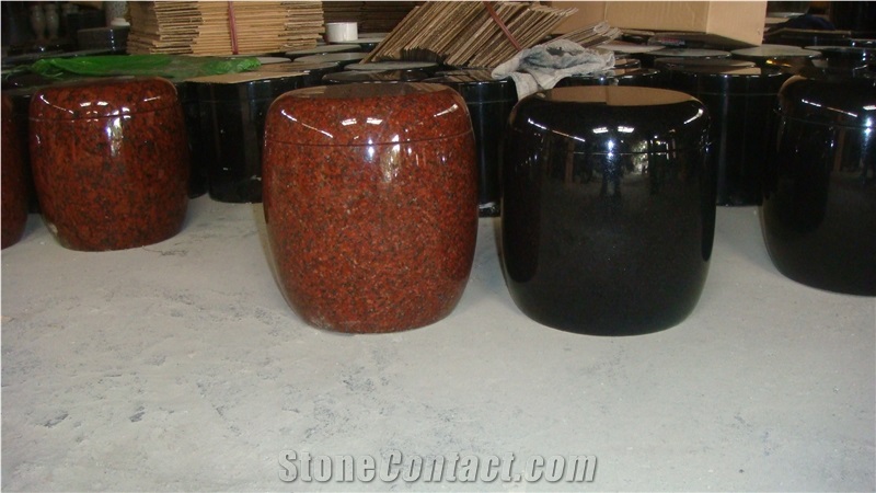 China Black Granite Memorial Funeral Accessories Urns for Ashes, Cremation Round Urns, Monumental Crematorium Cinerary Casket, Natural Stone Oval Urn Vaults